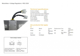 Регулятор напряжения HONDA CB 650SC NIGHTHAWK '83-'85 DZE ELEKTRYKA 2538-01