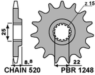 Приводная звезда KTM SX/EXC 125/150 '88-'19 PBR 12481518NC (JTF1901.15SC)