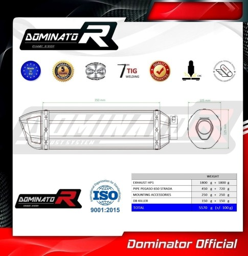 Прямоток Aprilia Pegaso 650 Strada 2007 - 2010 DOMINATOR HP1 черный