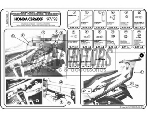 Крепления кофра KAPPA (без площадки) Honda CBR 600F (95-98) K2490