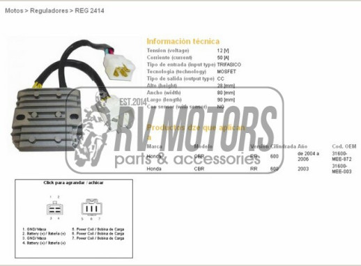 Регулятор напруги HONDA CBR600 RR 03-06 DZE ELEKTRYKA 2414-01