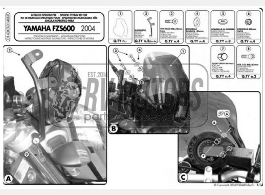 Кріплення вітрового скла Kappa Yamaha FZ6 (04-06) D140KIT
