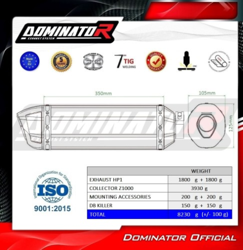 Полная система выхлопа Kawasaki Z1000 2014 - 2016 DOMINATOR HP1 черный