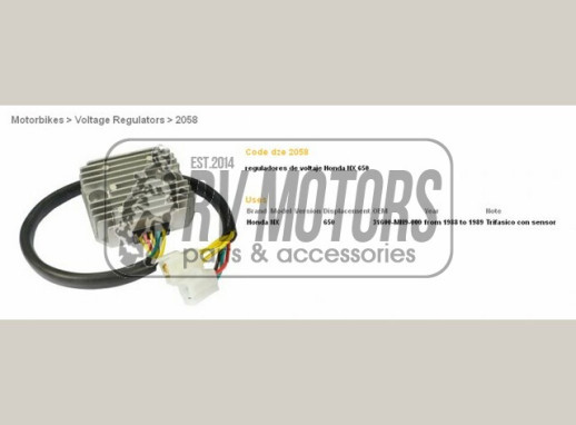 Регулятор напруги HONDA CB 250/400/450, XBR 500, XL 600 LM DZE ELEKTRYKA 2058-01