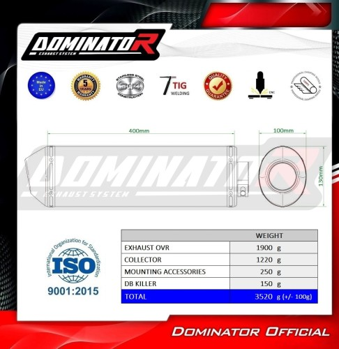 Полная система выхлопа Yamaha YBR 125 2009 - 2018 DOMINATOR OVR черный