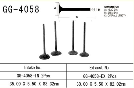 Клапан впускний KAWASAKI KLX 450 &#39;08-&#39;12 титан VESRAH GG-4058-IN