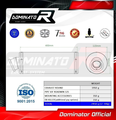Прямоток DOMINATOR DAELIM VJF ROADWIN 125 круглый