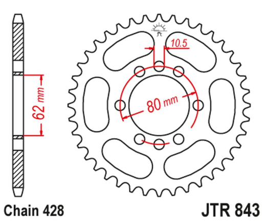 Приводная звезда YAMAHA DT 80LC '83-84 (-3), DT 125 LC (-4), SR 125 '80-'94 (-4) JT JTR843.45