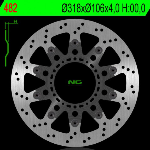 Гальмівний диск NG передній HONDA NSR 125 93-03 (318X106X4,0 MM) (6X8,5MM) NG482