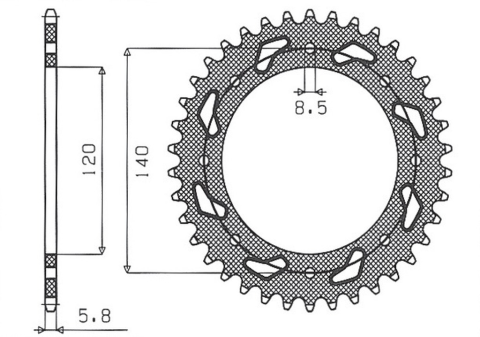 Приводная звезда SUNSTAR KAWASAKI KLR 650C '95-'03, KAWASAKI KLE 500 '91-'07 SUN1-3532-42 (JTR487.42)