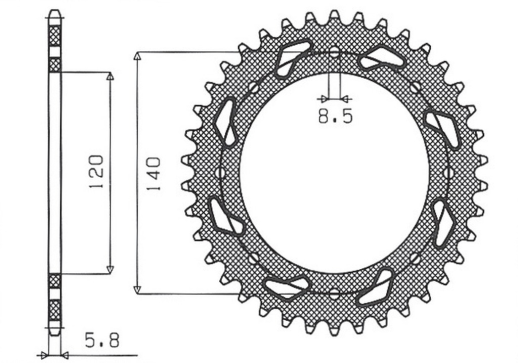 Приводная звезда SUNSTAR KAWASAKI KLR 650C '95-'03, KAWASAKI KLE 500 '91-'07 SUN1-3532-42 (JTR487.42)