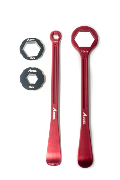 Набор для демонтажа разбортировки колеса ACCEL красный (23+24CM) 10,13,17,22,27,32 MM TL05RD