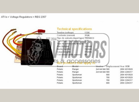Регулятор напряжения SPORTSMAN 600/700 04-, RANGER 500 DZE ELEKTRYKA 2357-01