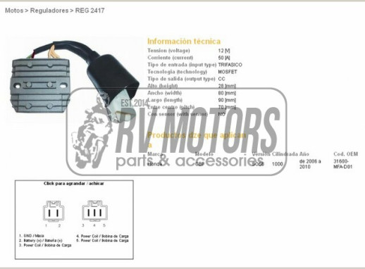 Регулятор напруги HONDA CBF1000 06-10 DZE ELEKTRYKA 2417-01