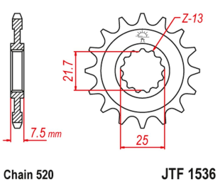 Приводная звезда KAWASAKI ZX-6R/RR '07-17, YAMAHA XTZ 750 '90-'98 JT JTF1536.15