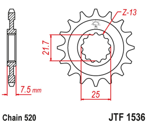 Приводная звезда KAWASAKI ZX-6R/RR '07-17, YAMAHA XTZ 750 '90-'98 JT JTF1536.15