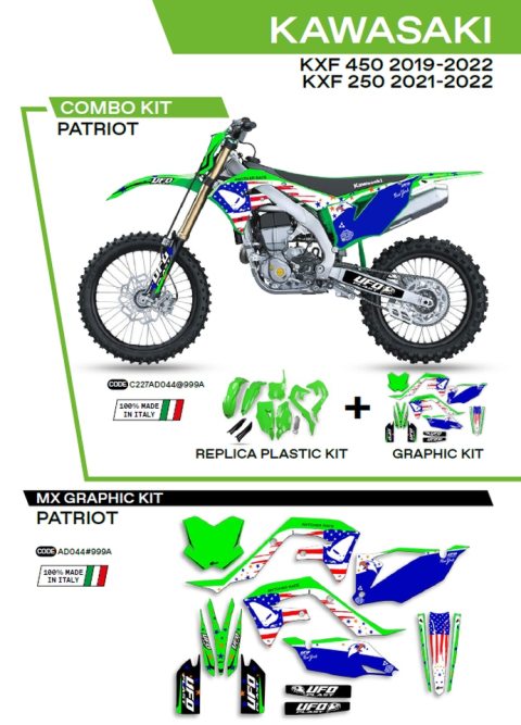 Комплект пластика KAWASAKI KXF 250 '21-'22; KXF 450 '19-'22   UFO  C227AD044999A