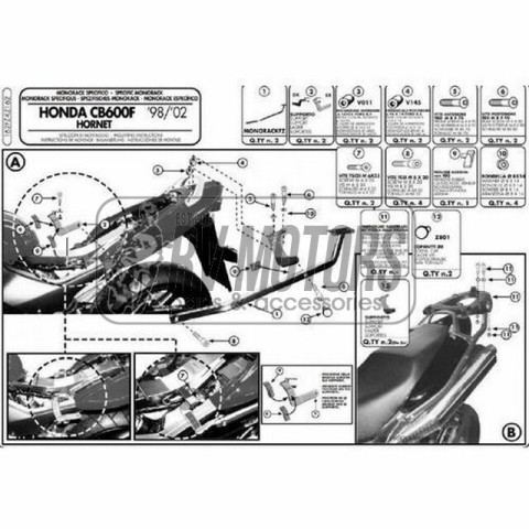 Крепления кофра KAPPA (без площадки) Honda Hornet 600 (98-02) KZ162