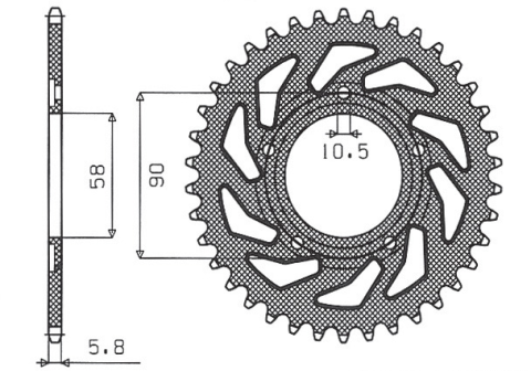 Приводная звезда HONDA NSR 125R '89-'02 SUNSTAR SUN1-3085-38 (JTR604.38)