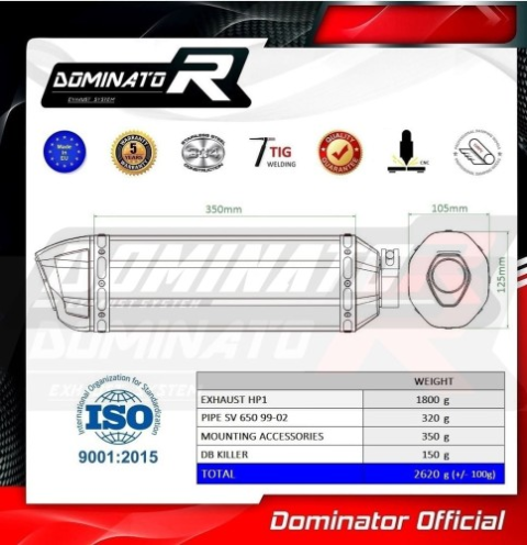 Прямоток Suzuki SV 650 S 1999 - 2002 DOMINATOR HP1