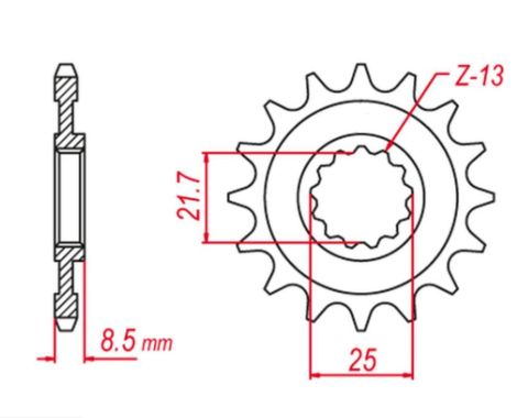 Приводная звезда KAWASAKI ZX -R '02-'03, Z 1000 '03-'06, ZX-10R '04-'20 (-1), ZX-10RR '17-'19 (-1), KLV 1000 '04-'06 (-1) GROSSKOPF 213716G (JTF1537.16)