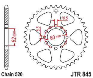 Приводная звезда YAMAHA YZ 125 '77, TT 250 '80-82 JT JTR845.49