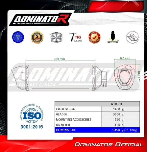 Полная система выхлопа Suzuki GSX-S 750 2017-2020 DOMINATOR HP6 черный