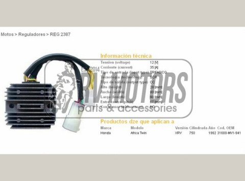 Регулятор напряжения HONDA XRV750 AFRICA TWIN 92 DZE ELEKTRYKA 2387-01
