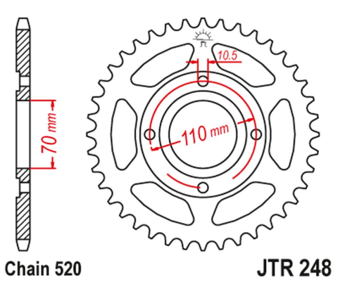 Приводная звезда HONDA CB 250 RSA '80-83' JT JTR248.44