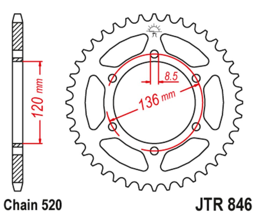 Приводная звезда YAMAHA SRX 600 '86-94 JT JTR846.37