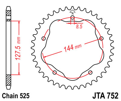 Приводная звезда DUCATI 848/916/996/1000/1100 JT JTA752.42BLK