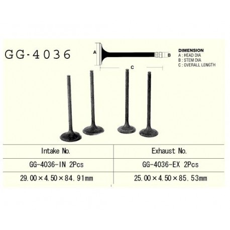Клапан выпускной KAWASAKI KLX250 (08-14) , KLX250R (94-96) , KLX300R (97-07) , D-Tracker (06-14) VESRAH GG-4036-EX