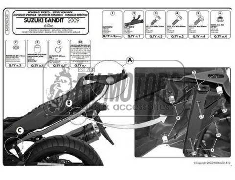 Крепления кофра KAPPA (без площадки) Suzuki GSF 650 Bandit / S (09-14) KZ540