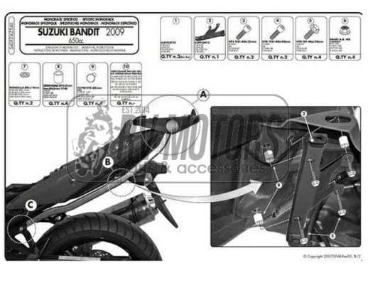 Кріплення кофру KAPPA (без майданчика) Suzuki GSF 650 Bandit/S (09-14) KZ540