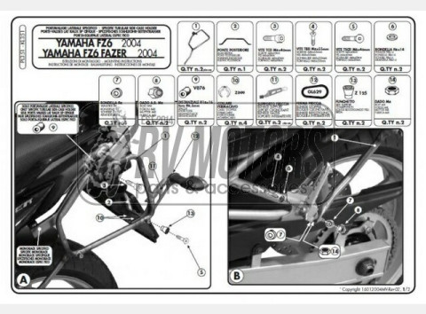 Крепления под боковые кофры KAPPA Monokey Yamaha FZ6 KL351