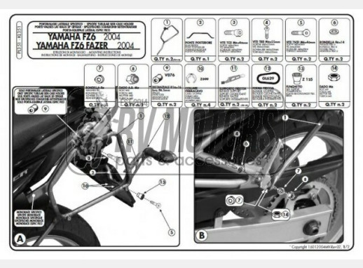 Кріплення під бічні кофри KAPPA Monokey Yamaha FZ6 KL351