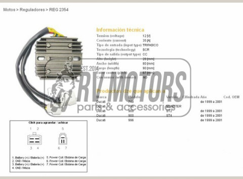 Регулятор напряжения DUCATI 748/750/900/996 99-01 DZE ELEKTRYKA 2354-01