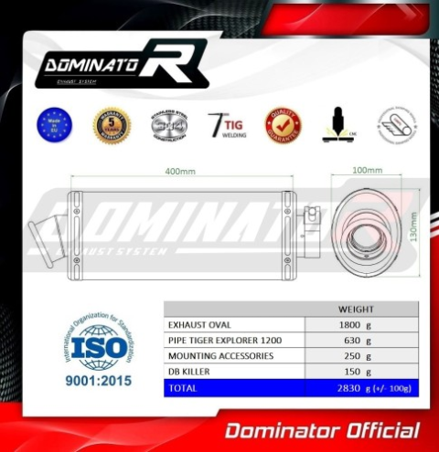 Прямоток Triumph TIGER EXPLORER 1200 2012 - 2015 DOMINATOR овальный