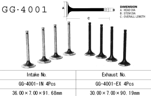 Клапан випускний KAWASAKI Z 900 '73-'77 VESRAH GG-4001-EX