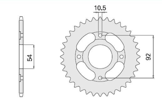 Приводная звезда YAMAHA RD 125 , SR 125 CHT 83545K (JTR835.45)
