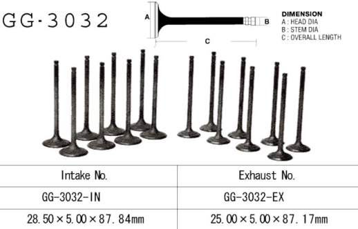 Клапан випускний SUZUKI GSX-R1100 M,N 91-92 VESRAH GG-3032-EX
