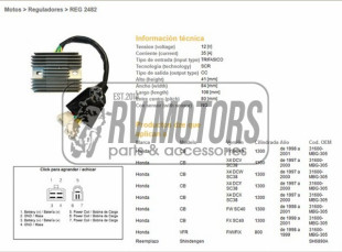 Регулятор напряжения HONDA CB1300 97-01 (SC38, SC40), VFR800 98-99  DZE ELEKTRYKA 2482-01