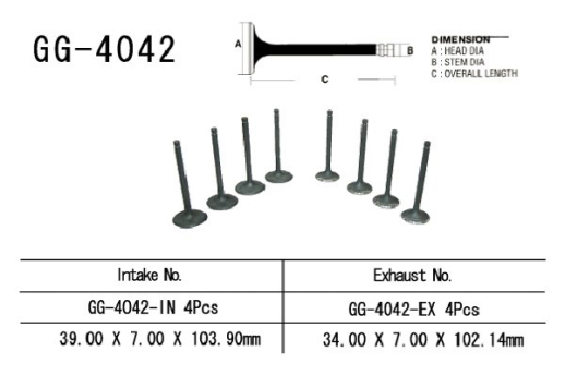 Клапан випускний KAWASAKI ZR 1100 ZEPHYR VESRAH GG-4042-EX
