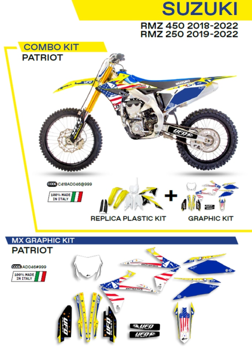 Комплект пластика SUZUKI RMZ 250 '19-'22; RMZ 450 '18-'22    UFO  C418AD046999