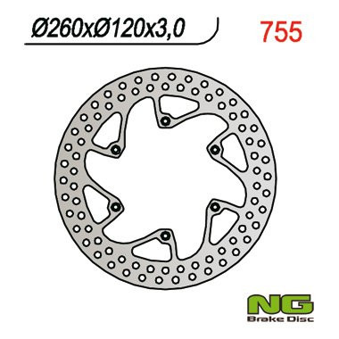 Тормозной диск NG передний HUSQVARNA CR/WR/TE/TC 92-99 (260x120x3) NG755