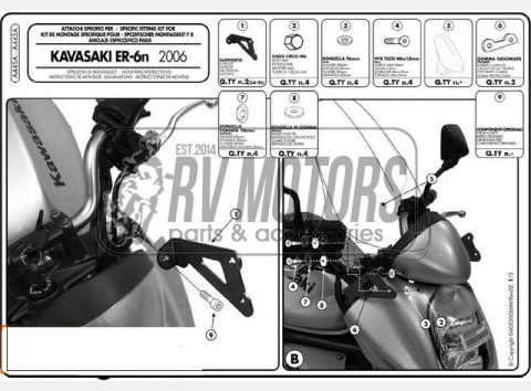 Крепление ветрового стекла Kappa Kawasaki ER-6N A445A