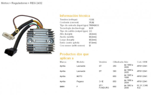 Регулятор напряжения BMW F650 93-00, APRILIA PEGASO 650 96-04 DZE ELEKTRYKA 2432-01