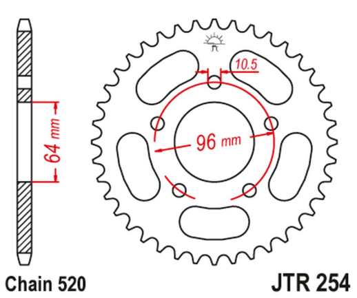 Приводная звезда HONDA CBF 250 '04-'07 JT JTR254.50