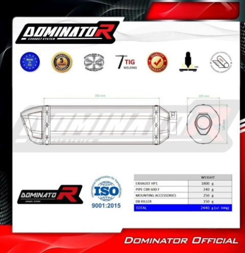 Прямоток Honda CBR 600F PC41 2011 - 2015 DOMINATOR HP1 черный