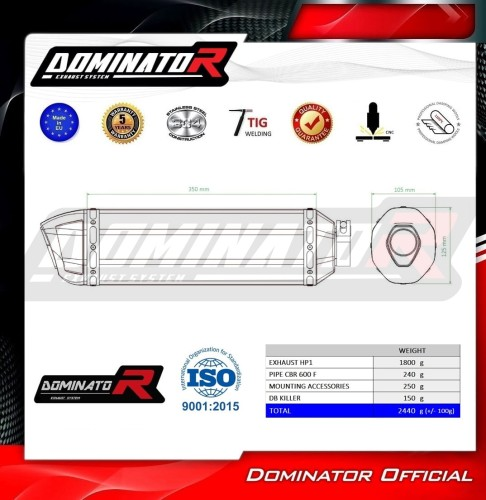Прямоток Honda CBR 600F PC41 2011 - 2015 DOMINATOR HP1 черный